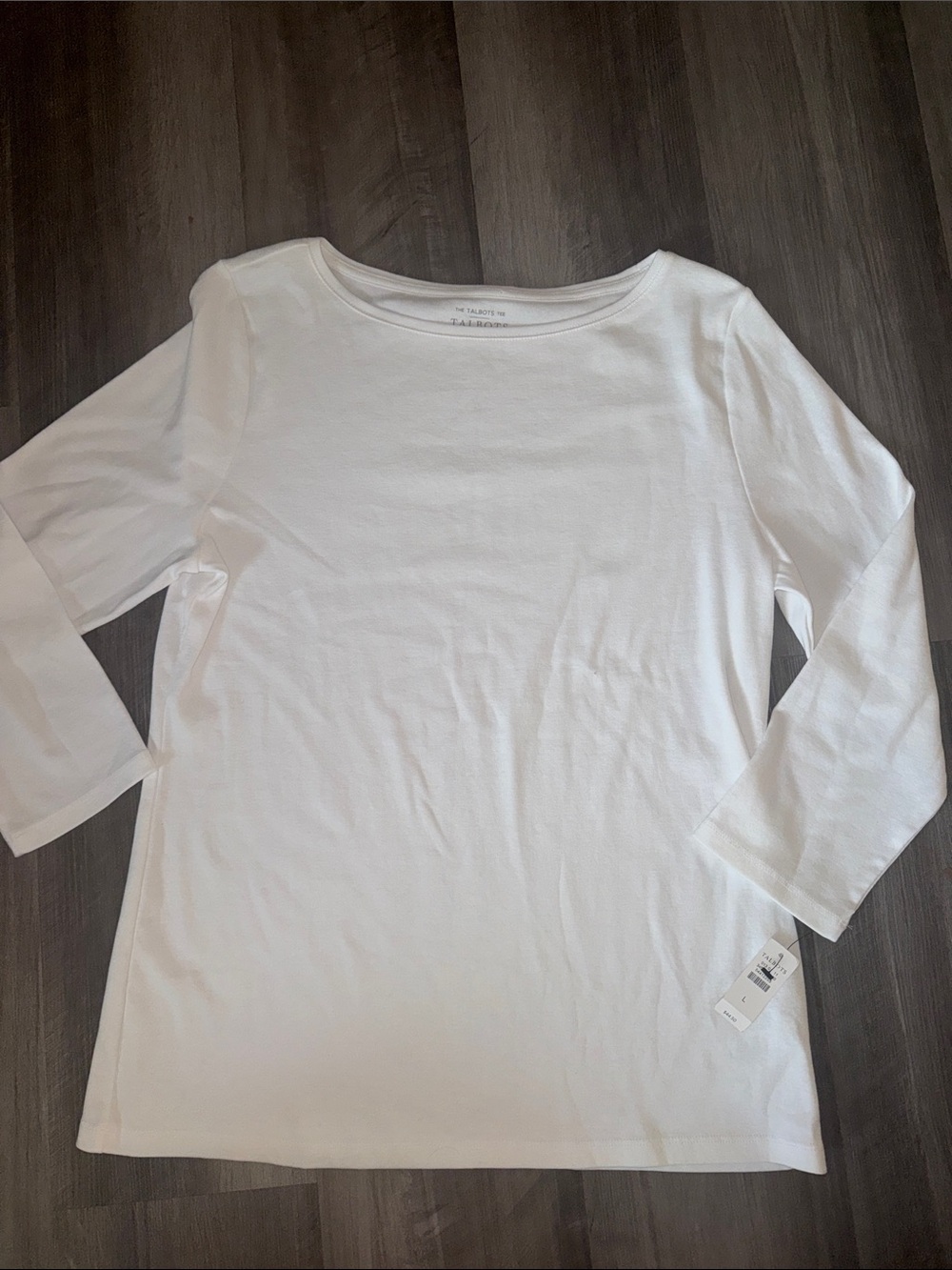 NEW Talbots $44 large white tee 3/4 sleeves basic women’s cotton